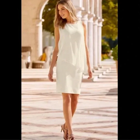 Boston Proper | Dresses | Boston Proper Ivory Sleeveless Chiffon Overlay  Dress
